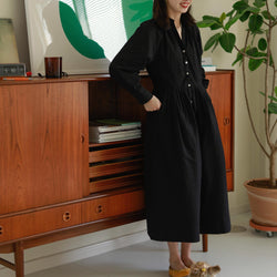 Black ink and tea striped dress