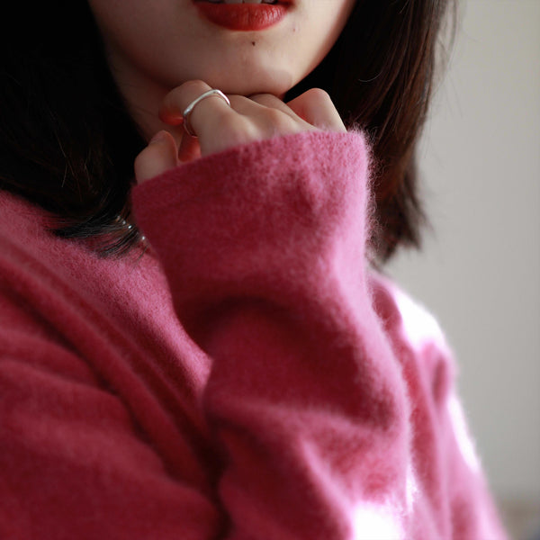 Autumn cherry blossom color wool knit sweater