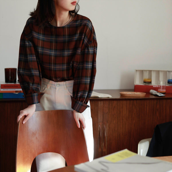 Exotic Plaid Wool Blouse