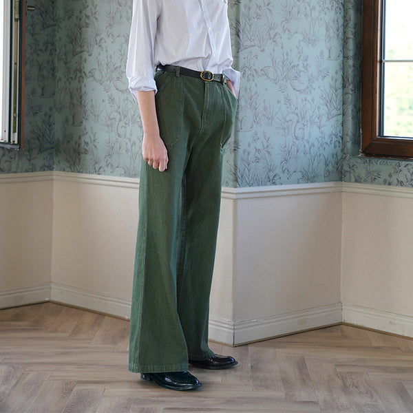 Dark green high waist denim pants
