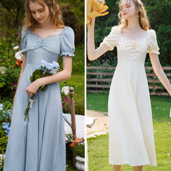 Maiden French dress with blooming buds 