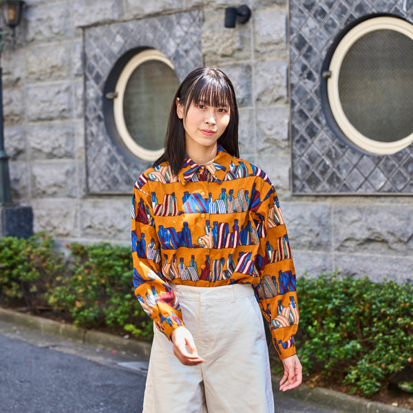 hand painted belted blouse