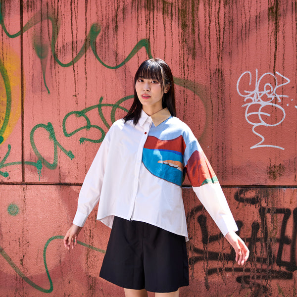 modern painting patchwork blouse