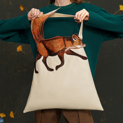 red fox embroidery tote bag