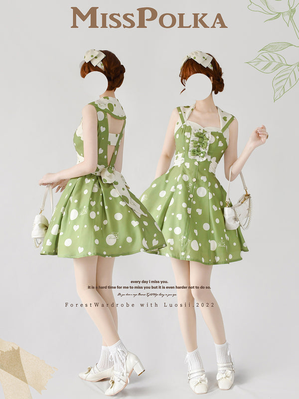 Young lady's polka dot retro dress