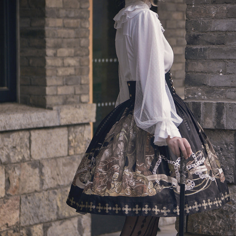 Old Castle Treasure and Chain Embroidery Classical Skirt and Corset Belt