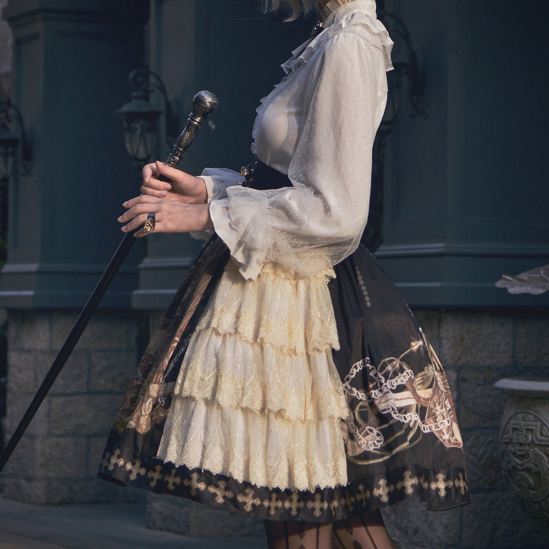 Old Castle Treasure and Chain Embroidery Classical Skirt and Corset Belt