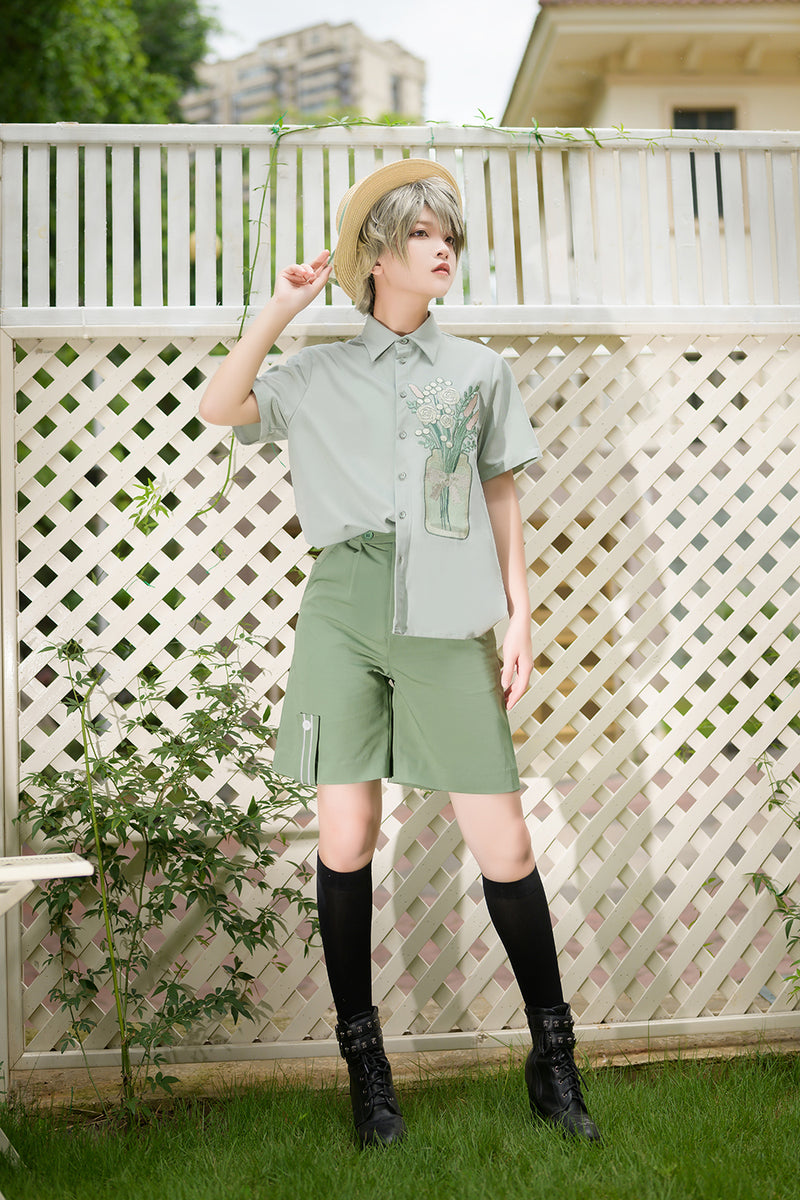 green decorative shorts