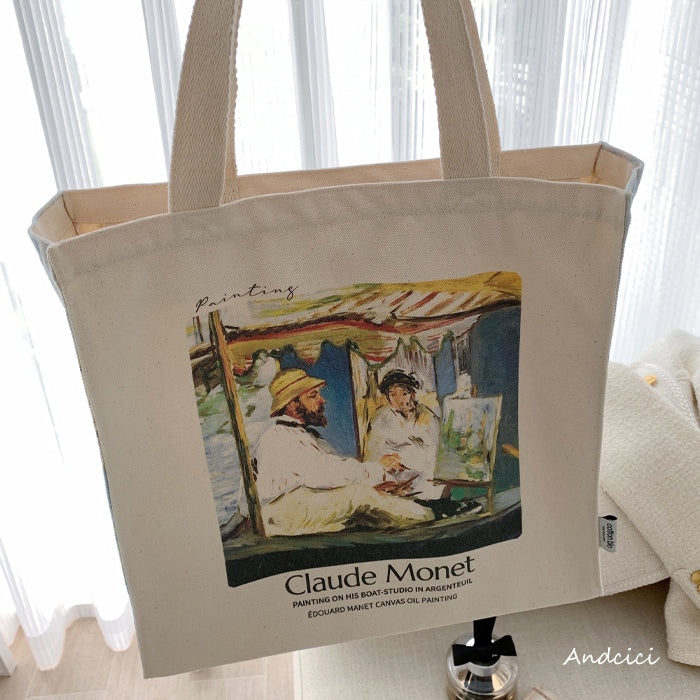 Claude Monet Painting on His BoatTote Bag