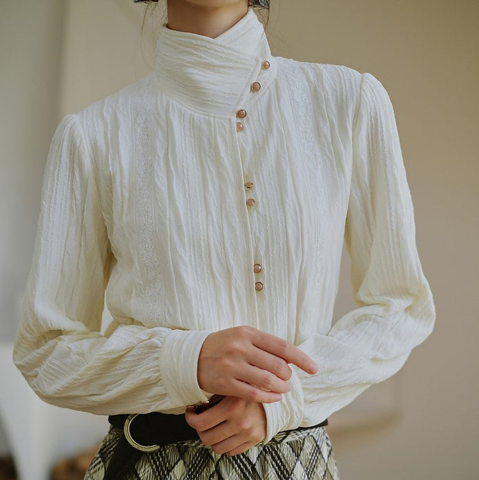貴婦人の刺繍ハイネックブラウス – ManusMachina