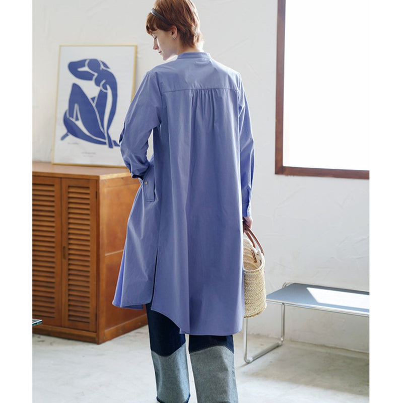 Light ultramarine sky blue shirt dress