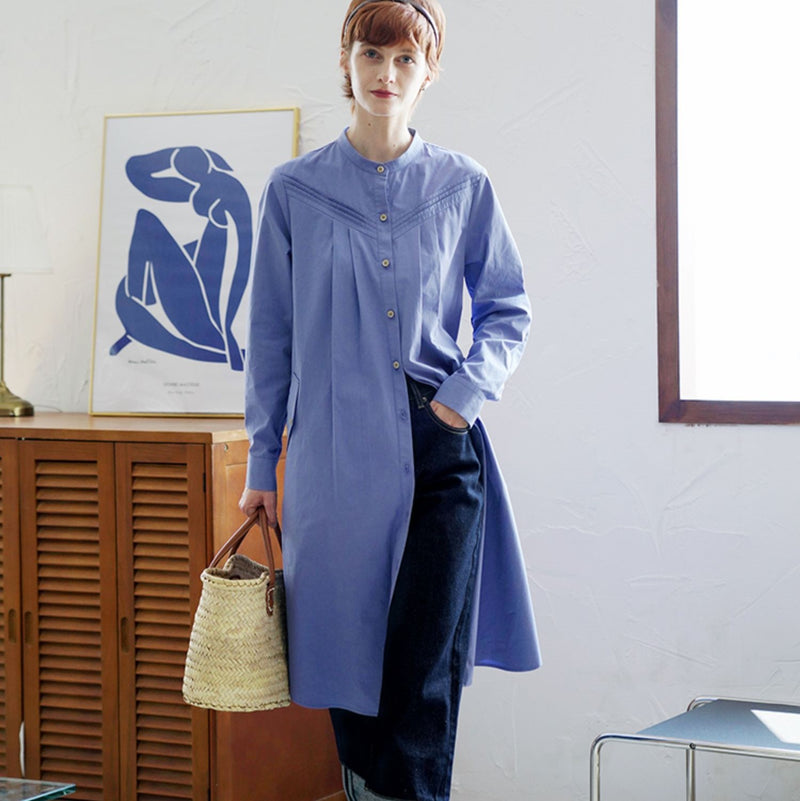 Light ultramarine sky blue shirt dress