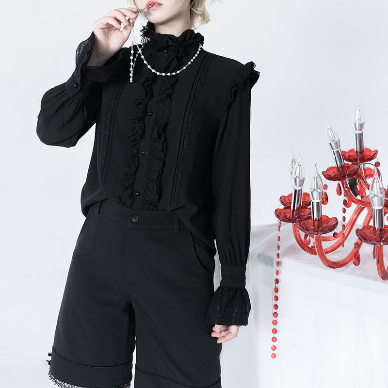 Black Knight Embroidered Blouse and Shorts