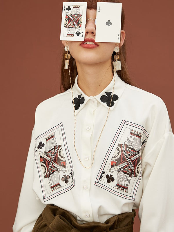 トランプ絵柄の装飾ブラウス – ManusMachina