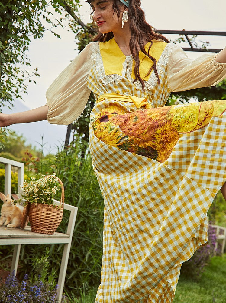 Sunflower plaid retro dress