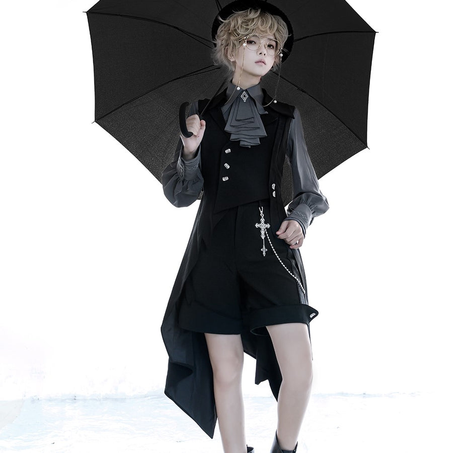 公爵騎士のブラックロングベスト – ManusMachina