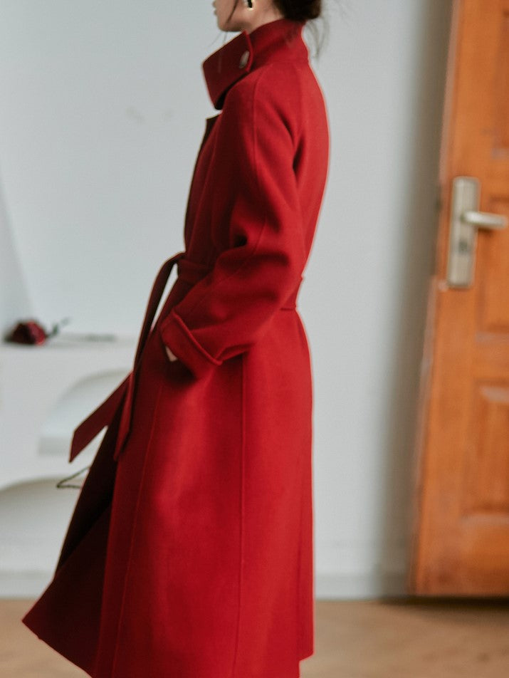 Crimson Lady Long Wool Coat