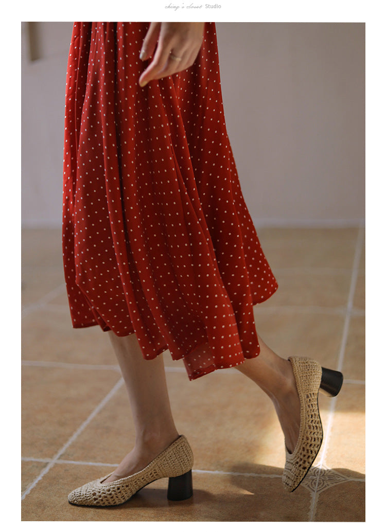 Red Polka Dot Pattern Retro Dress