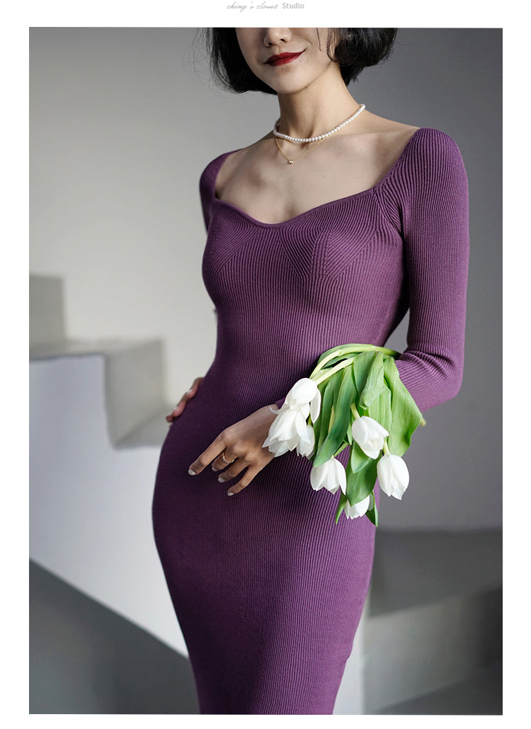 Slim knit dress for ladies