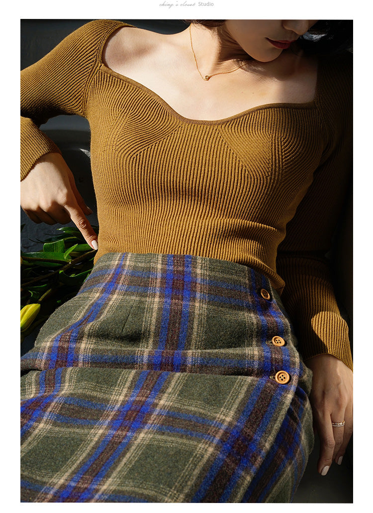 western plaid retro pencil skirt