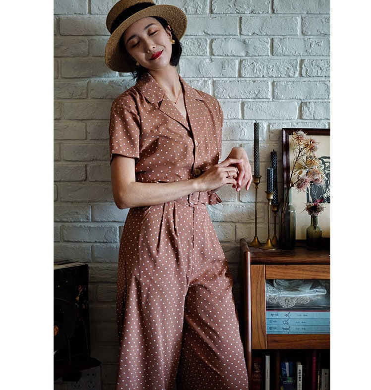Young Lady's Polka Dot Retro Jumpsuit