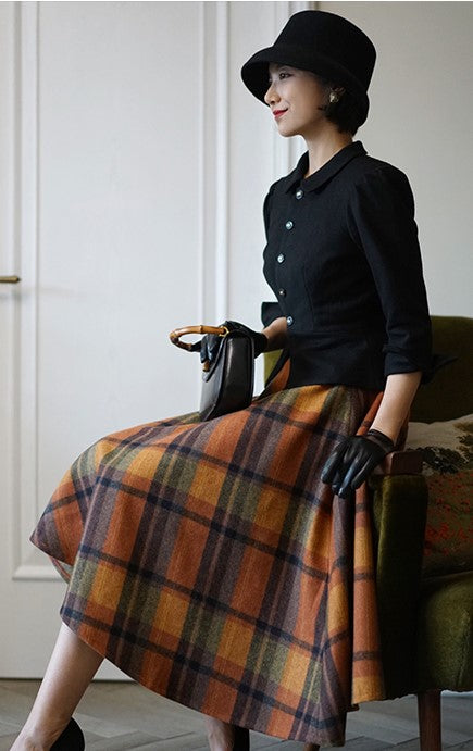 Meiji modern vintage plaid skirt
