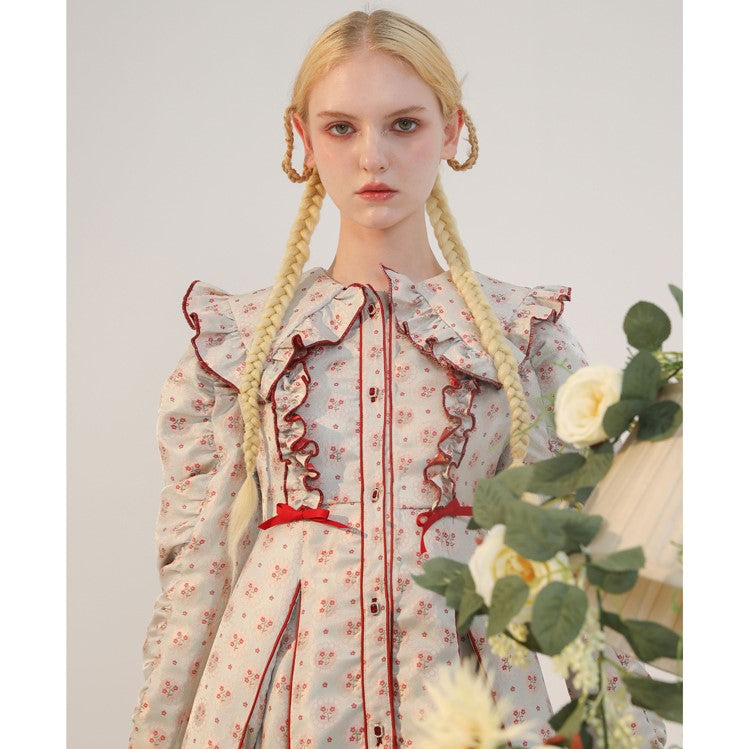 Jacquard Dress of Bouquet of Western Real Cherry Blossoms