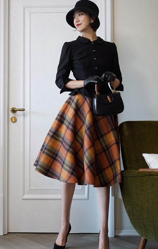 Meiji modern vintage plaid skirt