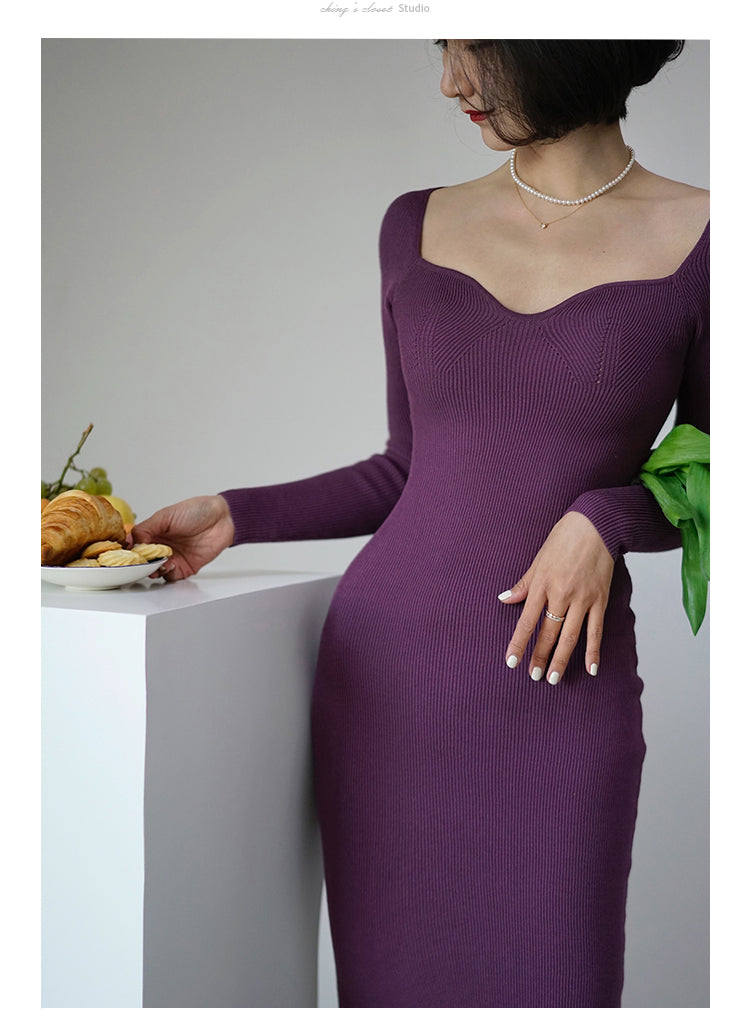 Slim knit dress for ladies