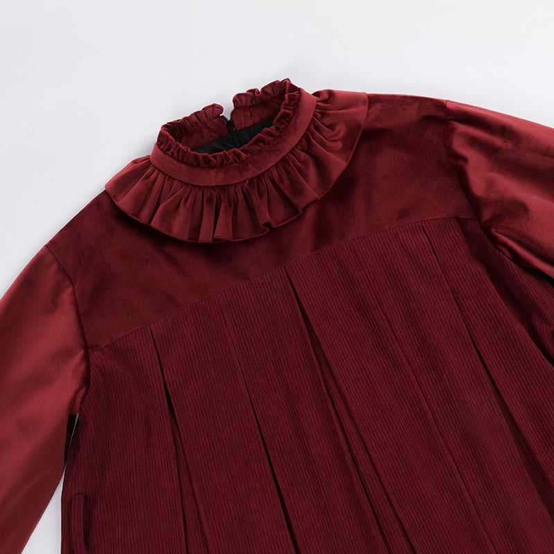 Velvet dress of a young lady in a fairy tale world