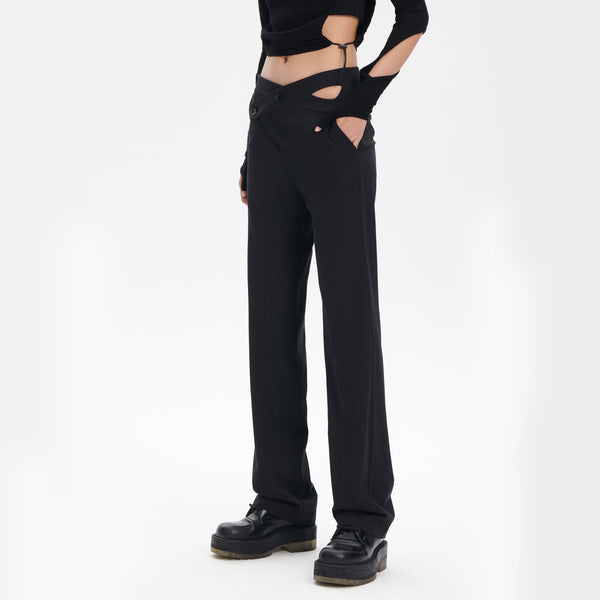 black lady's casual straight pants
