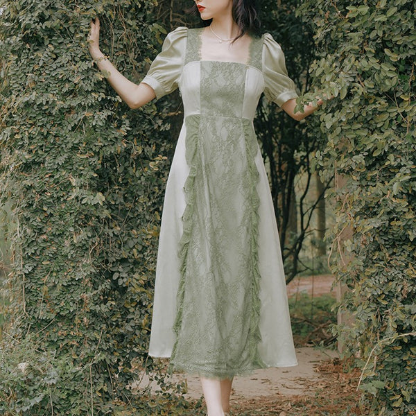 A dress walking into a dense forest