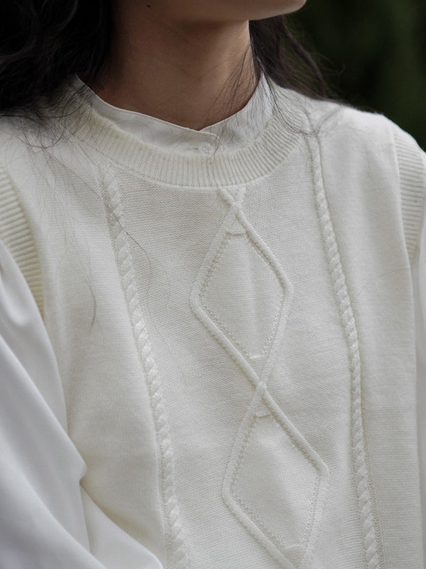 Rhombus Pattern Retro Knit Vest