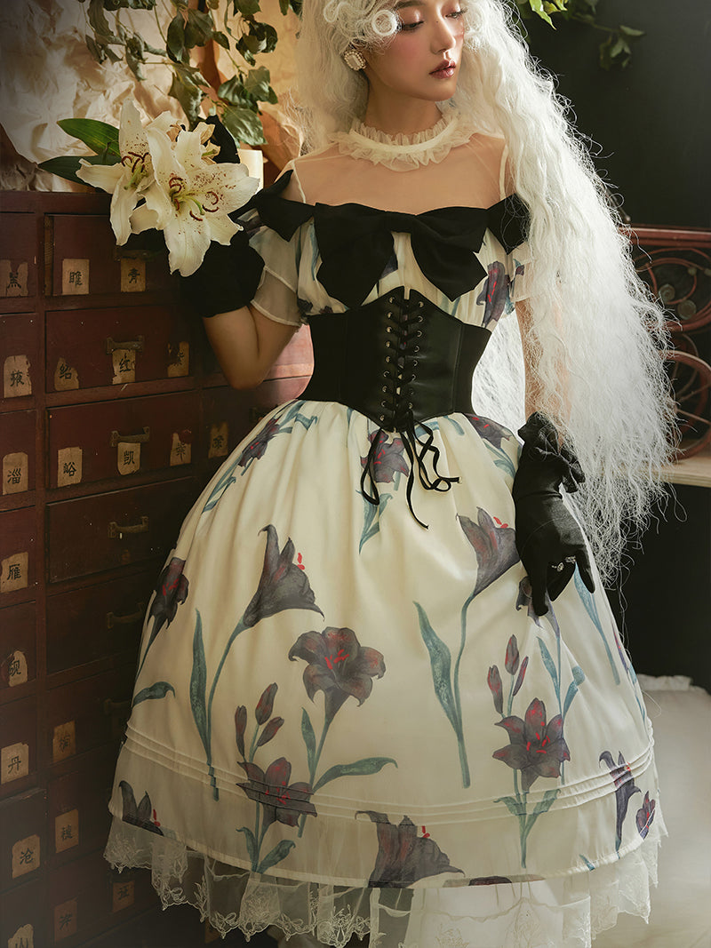 Black lily lady's corset dress – ManusMachina