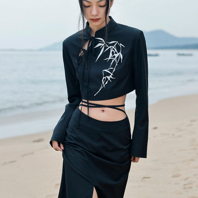 Moonlight bamboo grove China short jacket