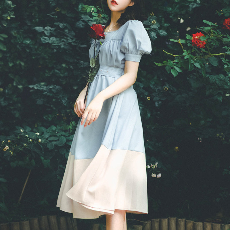 Forget-me-not sky blue retro dress