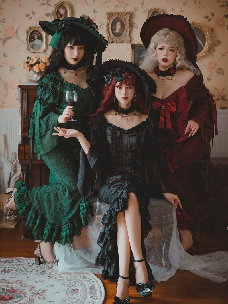 Crimson Lady Embroidered Gothic Dress