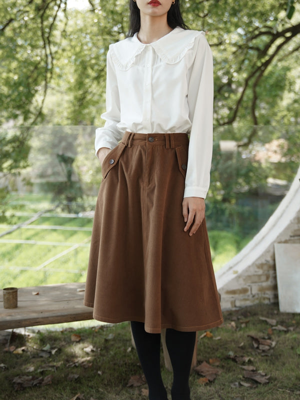 western retro corduroy skirt