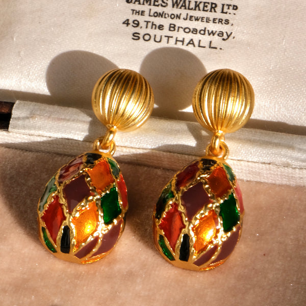 Rhombus pattern hot air balloon earring