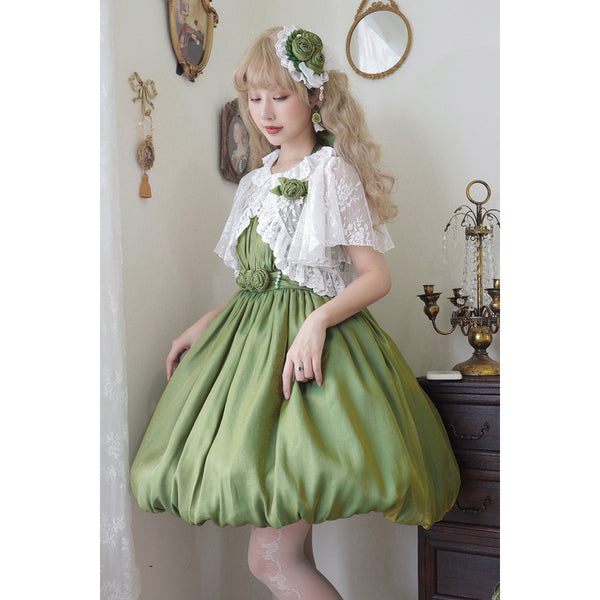 Yellow light green lady jumper skirt and embroidered bolero