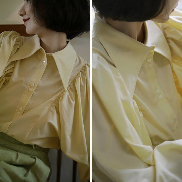 pale yellow lady classical blouse