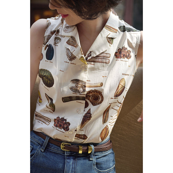 Retro blouse from shellfish encyclopedia