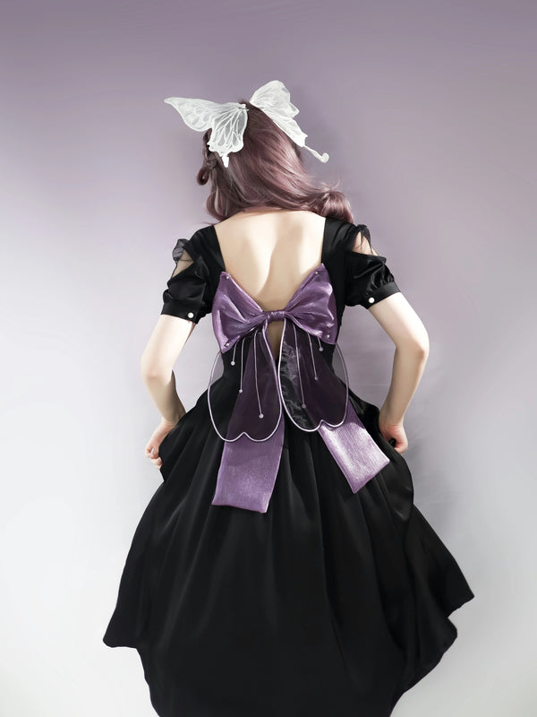 Jet black butterfly elegant dress