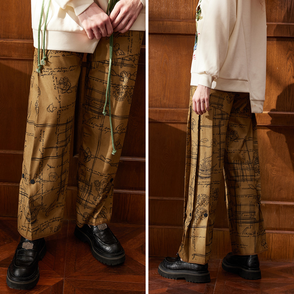 Sunflower Pattern Corduroy Pants