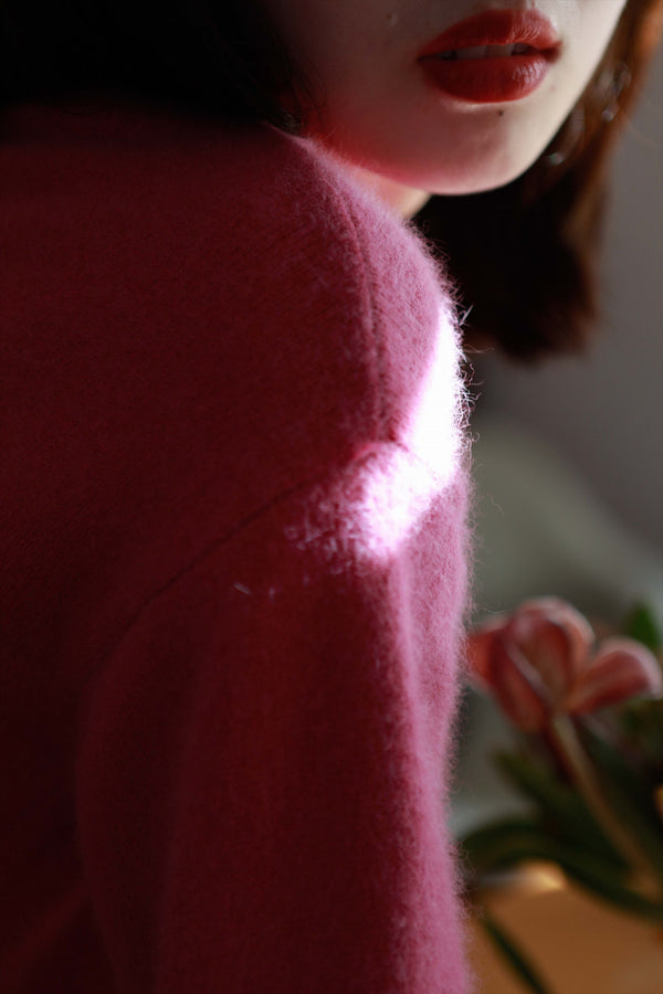 Autumn cherry blossom color wool knit sweater