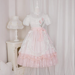 Pale pink flower embroidered dress [Planned to be shipped in mid-June 2023]