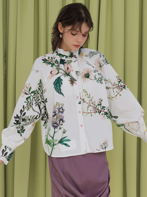 Floral plant pattern blouse