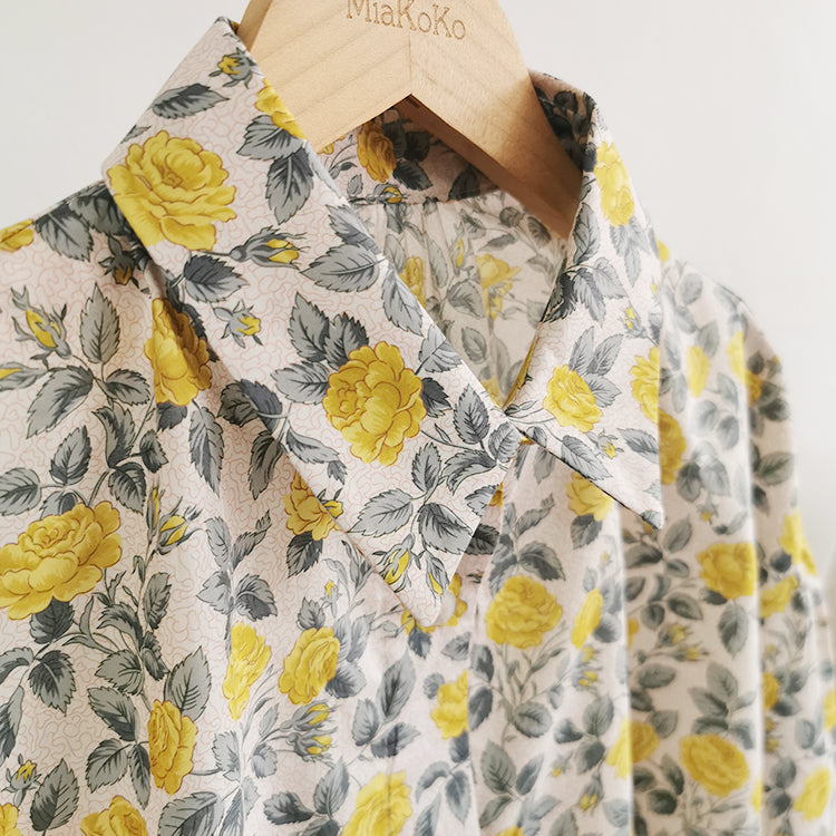 Lemon rose flower blouse
