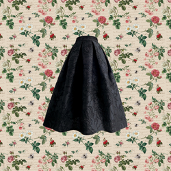 漆黒の花模様ヘップバーンスカート
