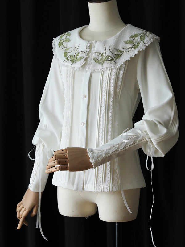 Suzuran flower embroidery elegant blouse
